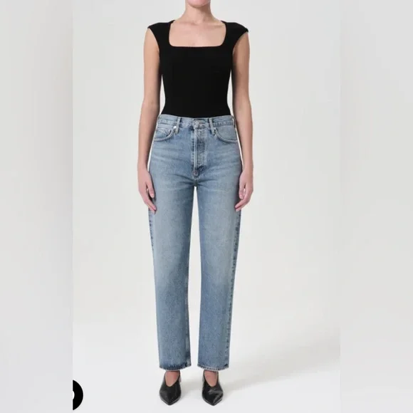 AGOLDE 90's Pinch Waist High Rise Straight Jeans in Navigate Size 24 Button Fly - Picture 3 of 16